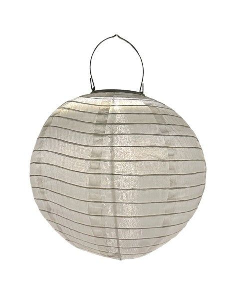 LED Solar Outdoor Lampion Weiss Rund D:25cm Warm weisses Licht - 1 LED