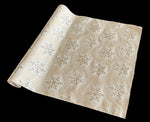 Dekostoff gold + goldige Schneeflocken Design:Schneeflocken 36cm x 300cm - gerollt
