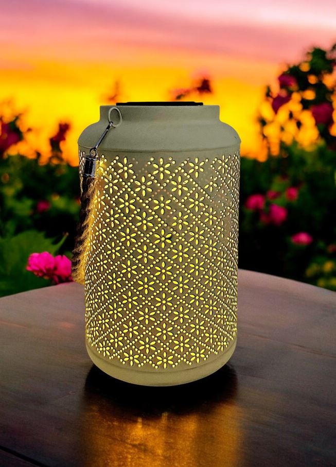 LED Solar Laterne in Gelb aus Metall D15.5cm H25.5cm