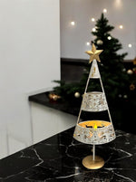 Kerzenständer aus Metall Stern oben verziert mit Rentieren weiss