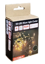 LED Outdoor Micro Draht Lichterkette 
Cluster 50 LED L:100cm
silber Draht