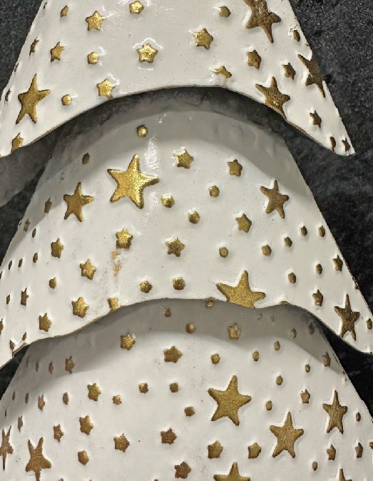 Deko Weihnachtsbaum aus Metall altweiss gold H58.5cm