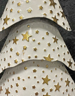 Deko Weihnachtsbaum aus Metall altweiss gold H58.5cm