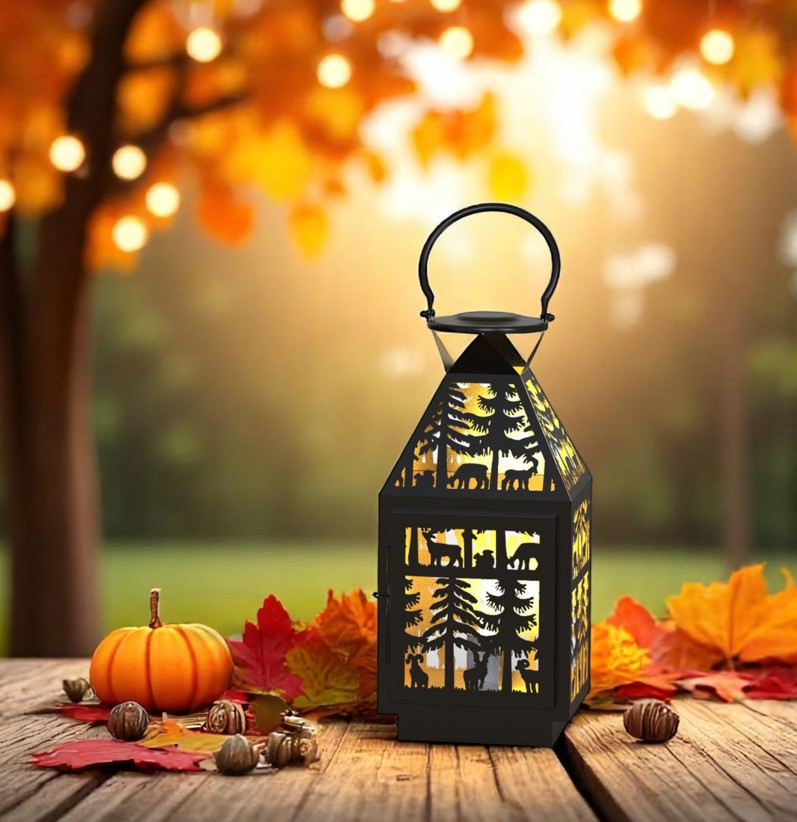 Laterne Forest 4er Set aus Metall Schwarz gold