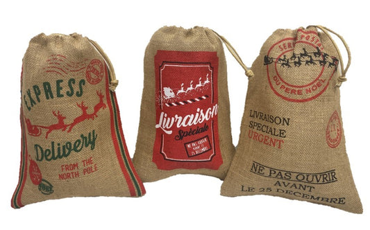 Jutesack natur 
Christmas 3er Set 
23x30cm