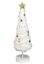 LED Tannenbaum in weiss mit goldigen Sternen und 30LED Microlight warm weisses Licht