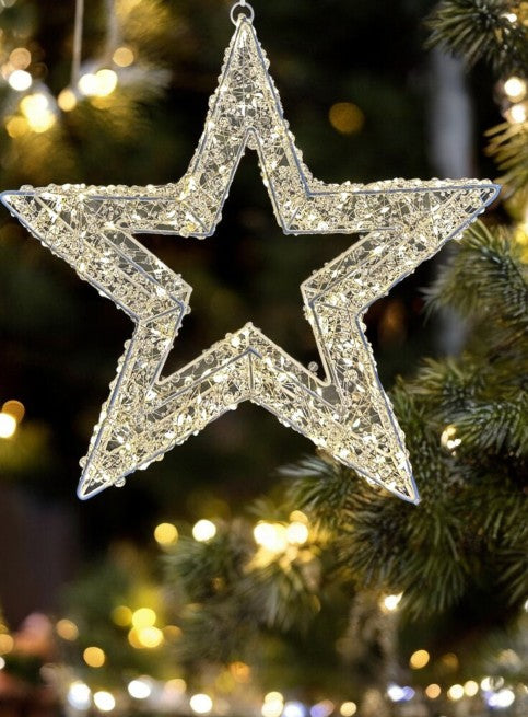 LED Stern weiss Outdoor aus Metall mit 400 LED Micro Light Grösse 8x38x38cm