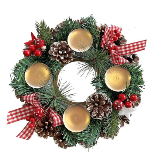 Weihnachtskranz dekoriert, D30cm H:10cm, Farbe: Grün