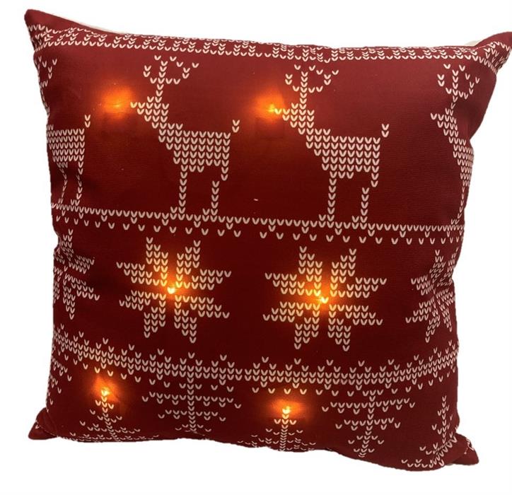 LED Kissen mit 8 LED 
und Reissverschluss
Motiv Nordisch Rot