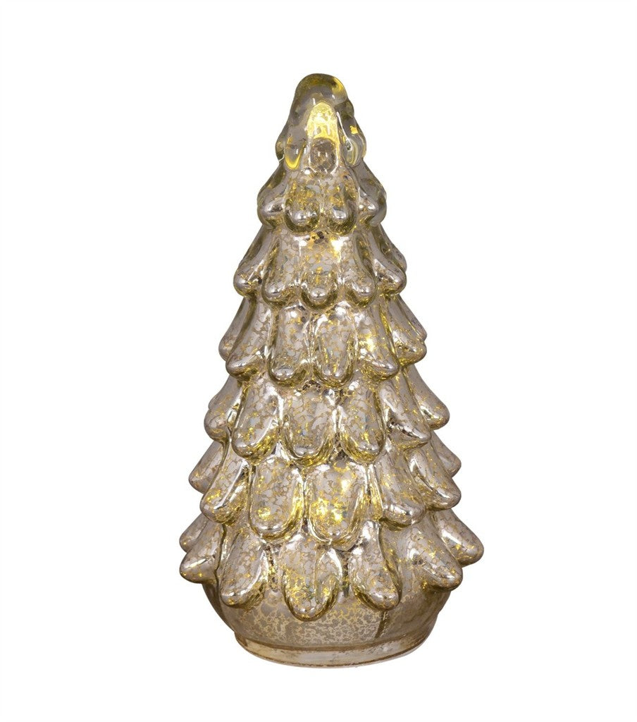LED Tannenbaum Silber aus Glas - 15 LED H: 26cm D: 13.5cm