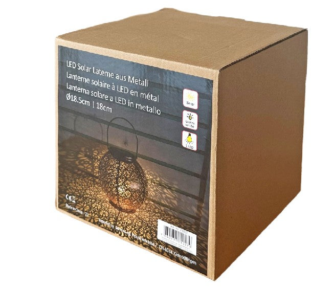 LED Solar Laterne Metall rund mit 1 LED Farbe: Bronze D:19.5cm H:18cm