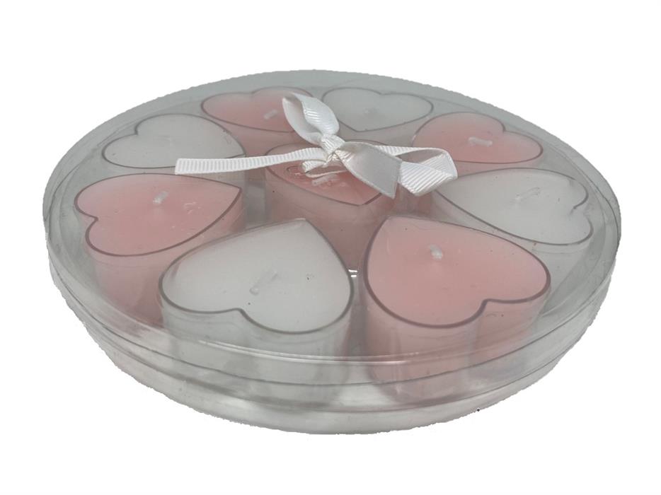 Teelichter in Herzform 9er Set in PVC Geschenkbox mit Schleife