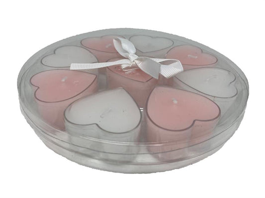 Teelichter in Herzform 9er Set in PVC Geschenkbox mit Schleife
