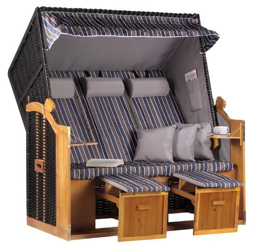 Strandkorb "Ostsee" XXL gestreift anthrazit/braun