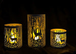 Windlicht Forest 3er Set aus Metall Weiss gold