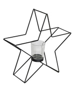 Kerzenhalter Stern 
in Schwarz aus Metall 
H: 28cm B: 29cm T: 8cm