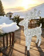 LED Rentier weiss Outdoor aus Metall mit 500 LED Micro Light Grösse 30x15x60cm