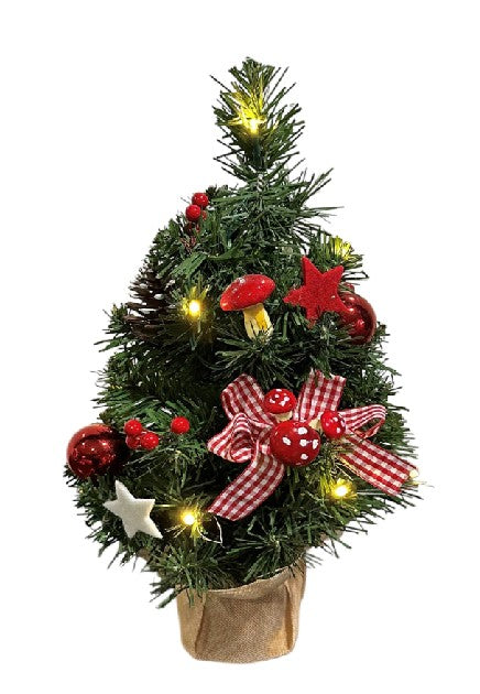 LED Weihnachtsbaum mit 10 LED Lichterkette Topf in Jute Farbe: Grün