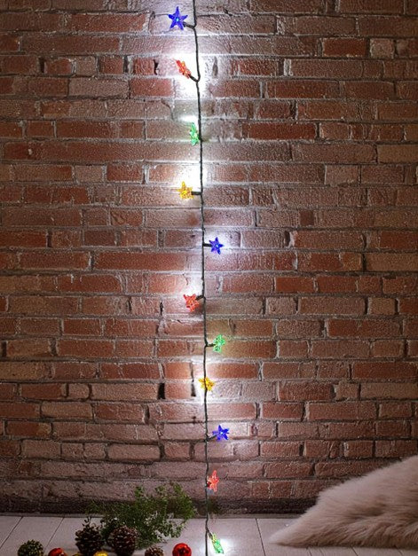 LED Outdoor Lichterkette mit 100 Sternen, farbig 100LED Länge 9.90m