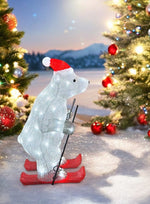 LED Outdoor Acryl Bär auf Ski mit 80 LED cool white