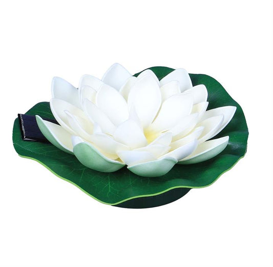 LED Solar Seerose weiss 
1X LED warm weiss
Grösse 17cm Durchmesser