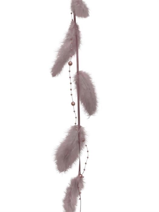 Girlande mit 12 Federn und 
Perlenkette Länge 125cm
Farbe: Rosa