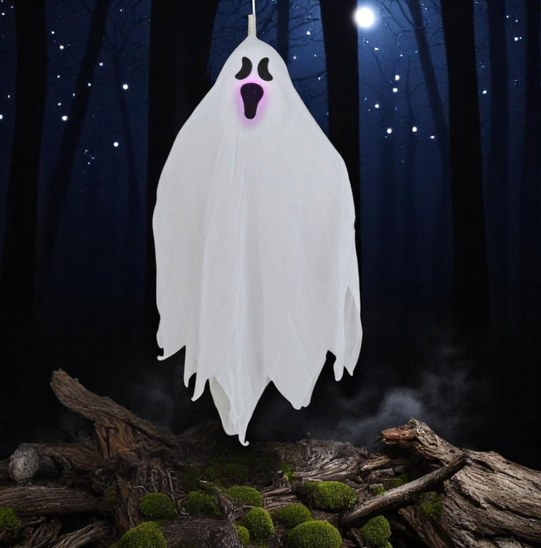 Geist mit LED zum Hängen, 50cm Hoch aus Polyester/PP Gewicht 17g
