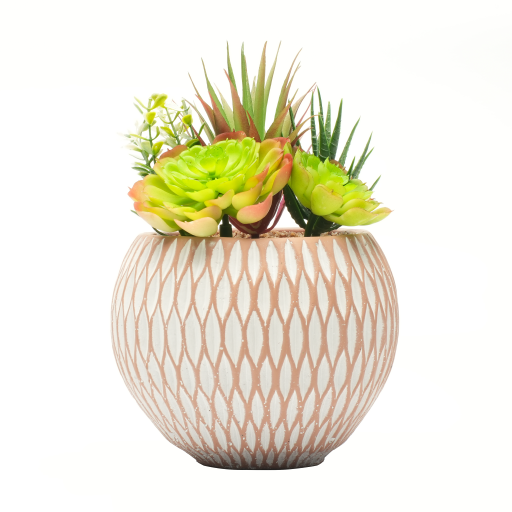 Kunstblume Sukkulenten im Beton Topf 
D: 15cm H: 22cm
