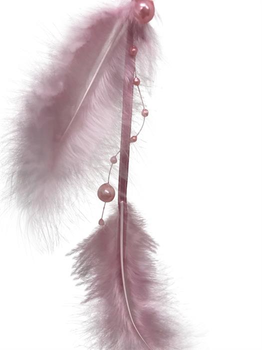 Girlande mit 12 Federn und 
Perlenkette Länge 125cm
Farbe: Rosa