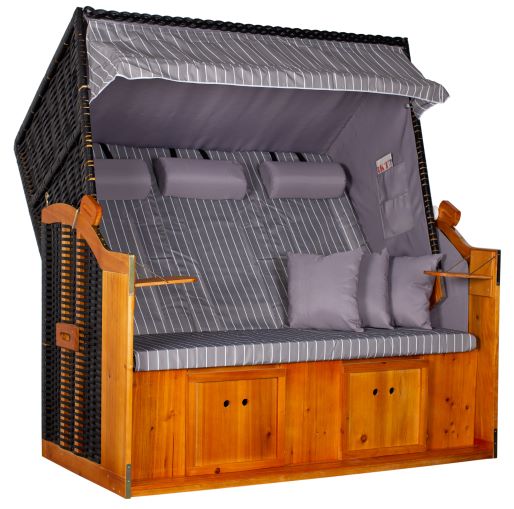 Strandkorb "Ostsee" XXL gestreift royal grau