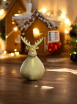 Deko Figur Elch H17cm Farbe: matt gold/silber