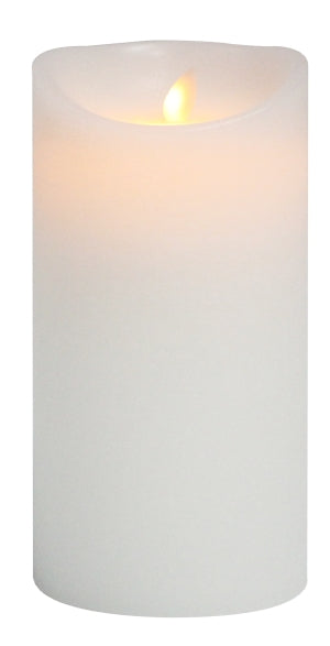 Candela a LED in cera bianca rustica con fiamma mobile
 P:9 cm - A:23 cm