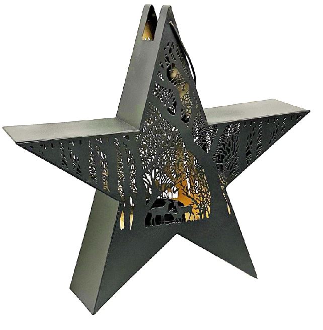 Stern Forest mit Henkel aus Metall Schwarz gold mit Einsatz für Kerzen