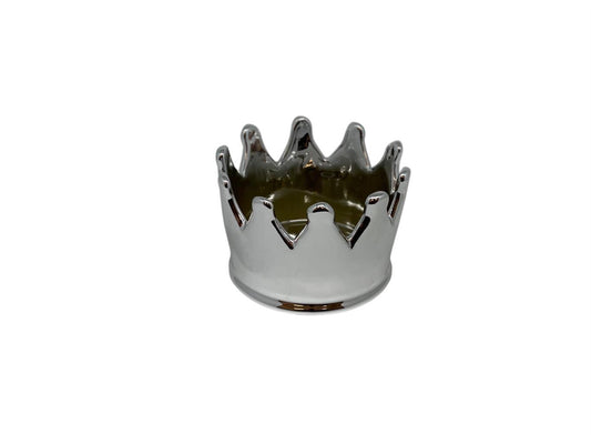 Kerzenhalter Krone aus Keramik, Farbe: Silber, D:10.9cm H:7.2cm