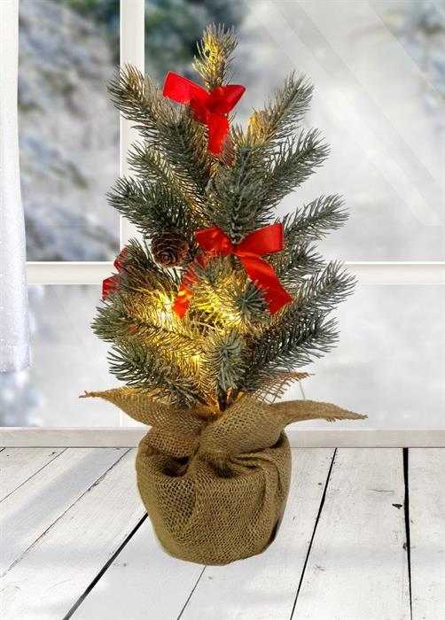 LED Weihnachtsbaum  mit 10 LED 
Lichterkette im Topf  in Jute 
gewickelt D20cm H45cm