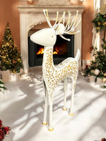 Deko Hirsch aus Metall weiss gold H73cm