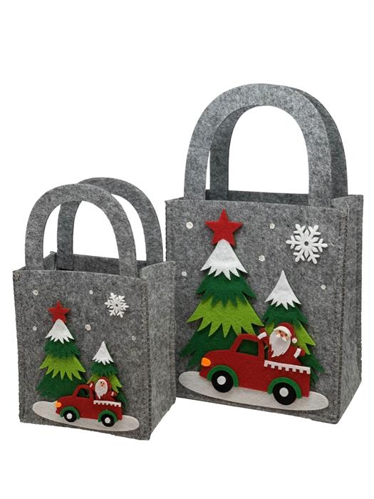 Sac de Noël en feutre
 Couleur gris
 L:15 cm l:9 cm H:26,5 cm