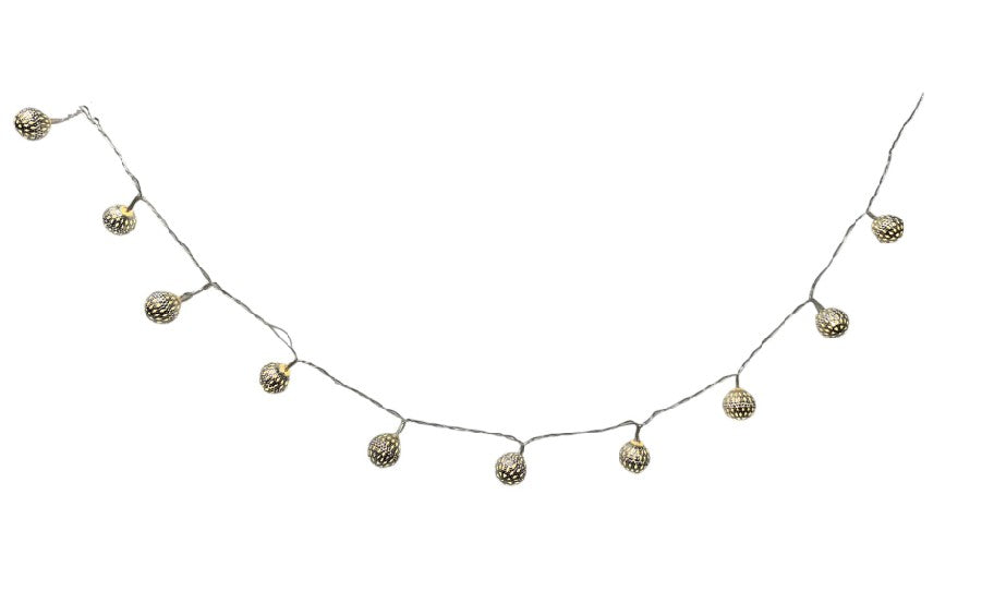 LED Lichterkette Metall silber kugeln mit 10LED D2.5cm Kugeln Länge 135cm