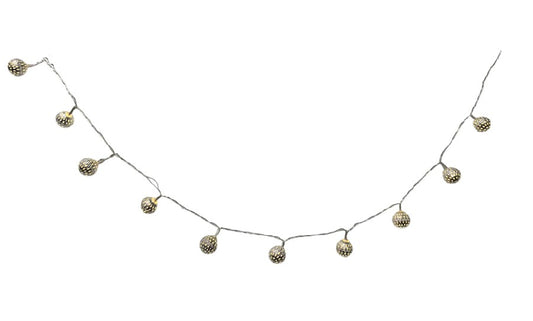 LED Lichterkette Metall silber kugeln mit 10LED D2.5cm Kugeln Länge 135cm