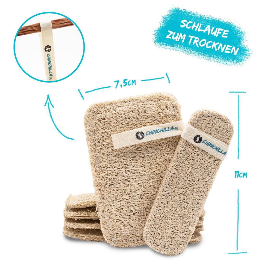 Spülschwämme Luffa 7er Set aus 100% natürlichem Luftschwamm und Baumwolle