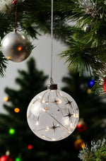 LED Glas Kugel mit Sternen Design mit 12 LED Farbe Sternen: Gold Kugel D:12cm
