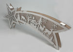 LED Xmas Meteor aus Holz 
mit Hologrammfolie 7 LED 
L3cm x H15cm x B38.8cm