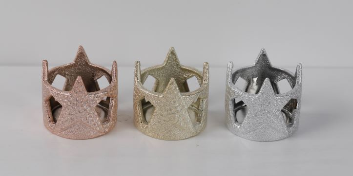 Teelichthalter Krone aus Keramik, 
Design: gehämmertes Kupfer,
D5cm x H5cm