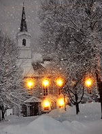 LED Bild aus Canvas 
Motive: Winterlandschaft Kirche
6 LED