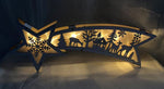 LED Xmas Meteor aus Holz 
mit Hologrammfolie 7 LED 
L3cm x H15cm x B38.8cm