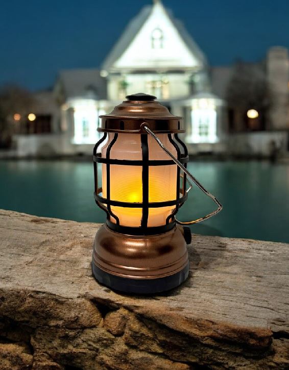 LED Campinglaterne mit Licht 
und Flammeneffekt mit Henkel
Dimmbar