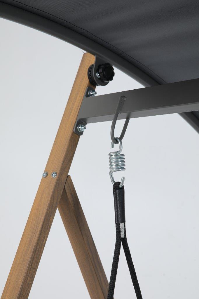 Hollywood Garten Schaukel mit Stahlrahmen in Holzfinish Kissen und Top in Dunkelgrau