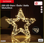 LED Stern Outdoor Metall mit 200 LED Farbe: Silber D: 50cm - T:5cm