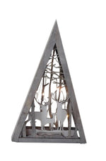 LED Diorama Pyramide- Holz- Hirsch Design 10 LED - H: 39.5cm B:24.9cm T:5.9cm