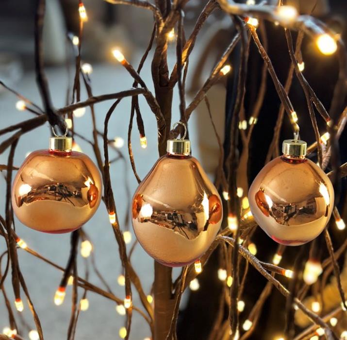 Weihnachtskugel Glas organic 6er Set apricote shiny D6-7cm